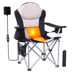 CDEN Heated Camping Chair, Outdoor Heated Camping Chair, Camping Chair, Folding Chair, 10000mAh Power Bank, Thick Padding, Heavy Duty, Cooler Bag, Armrest, Carry Bag (1 Pack)