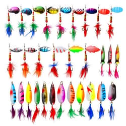 Shaddock Fishing Fishing Spinner Spoons Lures Kit 30pcs Rooster Bait Metal Spoon Fishing Lures Casting Spinner Baits with Feathered Treble Hooks for Trout Bass Pike Salmon Walleye Saltwater Freshwater Fishing