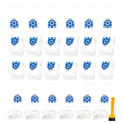 Dhoua 24 Pack 3D Airclean GN Vacuum Bags Compatible with Miele Classic C1, Complete C1, Complete C2, Complete C3, S400i S600 S2 S5 S8 Series, 6 Motor Protection Filters 6 AirClean Filters 1 Cleaning Brush
