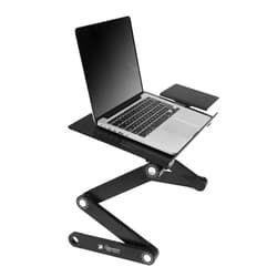 Executive Office Solutions Portable Adjustable Aluminum Laptop Desk/Stand/Table Vented w/CPU Fans Mouse Pad Side Mount-Notebook-MacBook-Light Weight Ergonomic TV Bed Lap Tray Stand Up/Sitting-Black