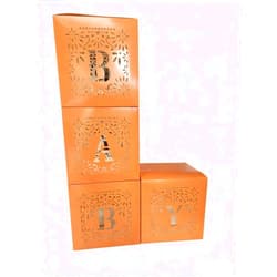 JADENIO 4-piece Cielito Lindo baby shower decor set (brown) comes with Paper Cuttings style, letter details and Mexican carnival building block gift boxes. Perfect for gender reveal and birthday parties.