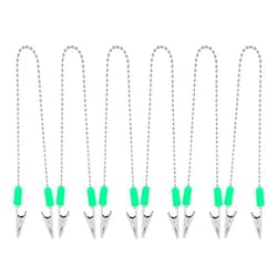 AUEAR, 6 Pack Napkin Clips Metal Dental Bib Clips Napkin Chain Bib Holder Napkin Fixing Clip Chain Lanyard Napkin Holder Flexible for Adult (Green)
