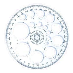 Juroicessry White Full Circle Template Plastic Round Protractor 360 Degree for Painting Drawing Drafting Tool 16 Circular Sizes，Technical Drawing Supplies，Protractors