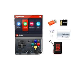 HANHIBR Miyoo Mini Plus Handheld Game Console 3.5 inch Classic System Retro Video Games Consoles Portable Rechargeable Hand Held 64G with Case Black