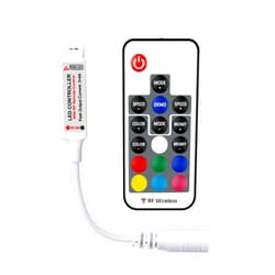 RGBZONE RF Wireless Remote LED Controller, DC 5V/12V/24V for 5050 3528 5630 LED Strip Lights, 17-Key Wireless Remote Control Dimmer Controller, Mini 4-Pin RF LED Controler