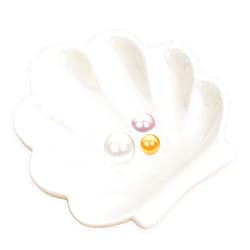 U-LIAN Ceramic Shell Shape Ceramic Jewelry Tray Jewelry Holder Trinket Dish for Jewelry Ocean Style Necklace Earring Ring Holder