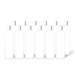 MoYo Natural Labs 4 oz Travel Bottles, Empty Travel Containers with Disc Caps, BPA Free HDPE Plastic Squeezable Toiletry/Cosmetic Bottle (Neck 20-410) (Pack of 12, HDPE Translucent White)
