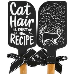 Primitives by Kathy double-sided silicone novelty cooking spatula hand illustrated/black/white design/cat haking cat hair on back/fun cat inspired sentiment on front/