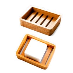 Kaxich 2 Pack Bamboo Wooden Soap Dish Shower Soap Storage Holder Saver Soap Tray Plate for Bathroom Shower Vanities Kitchen Sink