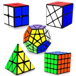 Coolzon Speed Cube Set, Puzzle Cube, Magic Cube 2x2 4x4 Pyraminx Pyramid Megaminx Fenghuolun Puzzle Cube Toy Gift for Children Adults, Pack of 5