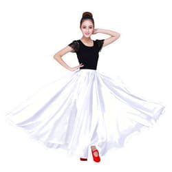 SNOWAQUA Women Satin Full Circle Ankle Length Swing Long Skirt Maxi Shiny Skirt for Party Cosplay Belly Dance Performance Costume