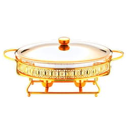 WCCCW Stainless Steel Chafing Dish 2 Quart Full Size Buffet Chafer Set with Water Pan, Food Pan, Fuel Holder and Lid for Buffet, Weddings, Parties,Gold