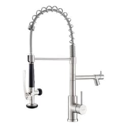 WEWE Kitchen Faucet with Pull Down Sprayer, Kitchen Sink Faucet with Pot Filler Single Handle Commercial High Arc Stainless Steel Brushed Nickel for Bar Laundry RV Utility Sink