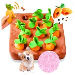 CECE PAW Dog Enrichment Puzzle, Interactive Squeaky Carrot Farm Snuffle Mat for Mental Stimulation and Puppy Brain Training, Small, Medium and Large Dogs (Upgraded Carrots with Treat Pockets)