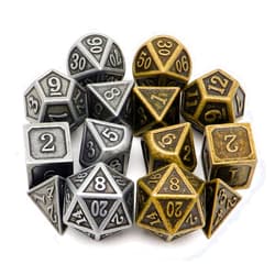 Haxtec Pirate Metal DND Dice Set D&D Dungeons and Dragons TTRPG Games (2 Pack-Antique Iron & Antique Bronze)