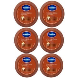Vaseline Cocoa Glow Body Cream 6-Pack – Pure Cocoa Butter 48H Moisturizing Cream for Dry Skin, Travel-Size, 2.53 Fl Oz Ea