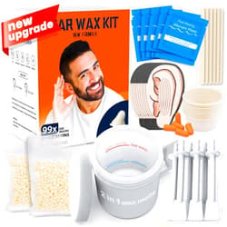 Wokaar 99 Pcs Ear Hair Remover, 100g Wax, 20 Applicator Spatula, 10 Nasal Wax Sticks, New Ear Nose Hair Removal Wax Kit for Men and Women, 2 In 1 Wax Melts| 15 Wipes, 20 Earplugs & Ear Protecti