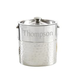 Personalization Universe Personalized Hampton Collection Ice Bucket with Lid – Hand-Hammered Stainless Steel, Double-Walled Insulation – Ideal Wedding or Housewarming Gift