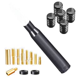 HVSTTPK Car Truck Bullet Antenna with Valve Stem Caps, Universal Antenna Mast for GM Chevy Silverado 1500 2500 3500 HD Avalanche Ford F150 F250 F350 Heavy Duty Pickup AM/FM Radio Jeep Accessories (Silver)