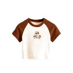 SweatyRocks Women's Graphic Print Round Neck T Shirt Short Sleeve Crop Tee Tops