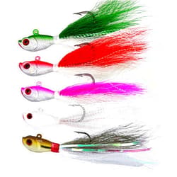 Kmucutie 5 pcs deer tail hair bucktail Jigs saltwater or freshwater bait,for bass flounder fluke striper fishing lure