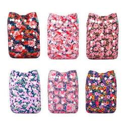 ALVABABY Baby Cloth Diapers One Size Adjustable Washable Reusable for Baby Girls and Boys 6 Pack with 12 Inserts 6dm73