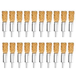 ATOPLEE 20pcs Brass Coated Wire Brush Wheel & Cup Brush Set with 1/4 Inch Round Shank,Diameter 5/8‘’（16mm) Crimped Wire Brush Wheel for Rust Removal, Corrosion and Scrub Surfaces,for Drill Attachment