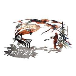 Becoler Strange Animals Serial Decor Metal Art Hollow Statue Animals Decorative Hanging Ornaments. Metal Wall Art Vivid Animal Shape Wall Decal Decoration for Home Living Room (Hunting Trout Fishing Scene)