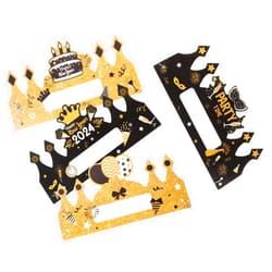 HOLIDYOYO 2024 New Year Party Hats 4pcs Happy New Year Paper Crown Black Gold New Years Eve Party Headpiece for NYE Party