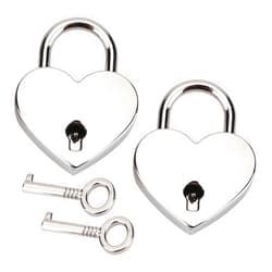 Jeanoko 2 Sets Heart Lock and Key Mini Lock Heart Shaped Padlock Skeleton Key Metal Lock for Luggage Diary Book Jewelry Box