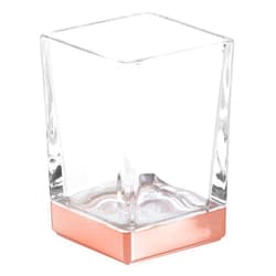 InterDesign Casilla Tumbler Cup for Bathroom Vanity Countertop – Clear/Rose Gold