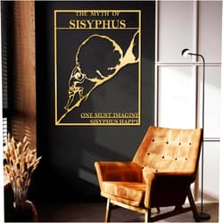 Veplsur Sisyphus Metal Wall Decor, Myth of Sisyphus Metal Wall Art, Philosophy Metal Wall Art, Greek Wall Decor, Greek Mythology Home Decor, Wall Letters Decor, Home Gift (Gold, 19