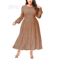 Anna-Kaci Women Summer Plus Size Long Maxi Dress Party Cocktail Dress Smocked Tiered Ruffle Beach Sundress
