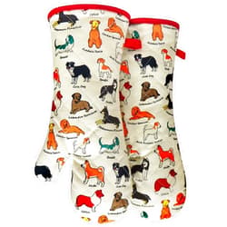 RED LMLDETA Oven Mitts Cotton Fashion Cute Dog Design 1pair Heat Resistant Oven Gloves Safe Cooking Baking Grilling Barbecue Machine Washable Pot Holders (Oven Mitts Dog Flower)