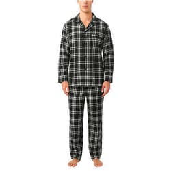 LAPASA Men's Pajama Set 100% Cotton Flannel Top Long Sleeve & Bottom Pants Plaid Sleepwear PJ Sleepwear Lounge Comfy M79/M95