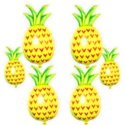 Tpfufu 6 PCS Giant Pineapple Balloons - Gold Mylar Pineapple Decorations for Hawaiian Summer Party, Luau, Fruity Tutti Party, Tropical Theme Birthday, Baby Shower and Fiesta