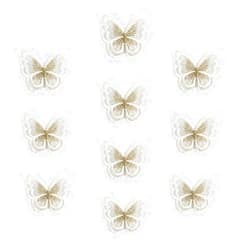 Jhesicx 10pcs Butterfly Lace Trim, 3D Double Organza Layers Sequins Patches Fabric Sewing Embroidery, for DIY Hair Clips,Hair Claw,Hair Chain Pin,Curtain Decoration,Cloth Patch,Gift Package (White)