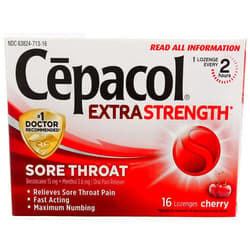 Cepacol Maximum Strength Throat Drop Lozenges, Cherry, 16 Count