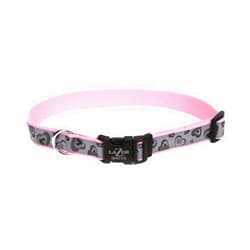Coastal Pet - Lazer Brite - Reflective Adjustable Dog Collar, Pink New Hearts, 1