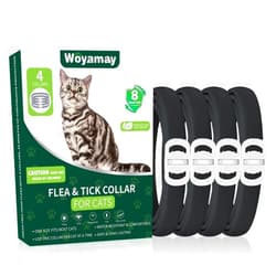 Woyamay 4 Pack Flea Collar for Cats, Flea and Tick Prevention for Cats, 8-Month Flea Treatment for Cats, Waterproof Cat Flea Collar, Adjustable Cat Flea and Tick Collar for Cats Kittens, Black