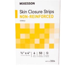 McKesson Skin Closure Strips, Sterile, Non-Reinforced, 1/2 in x 4 in, 50 Count