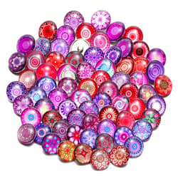 Ginooars Pack of 50 Random All Pink Glass Snaps Buttons Charms 18mm for Interchangeable Snaps Charms Jewelry