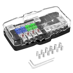 Joinfworld Fused Power Distribution Block Car Audio 4 Way MIDI(Mini-ANL) Fuse Block 12V 0/4 Gauge with Ground for Auto UTV Boat Stereo Amp