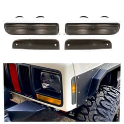 ECOTRIC Front Corner + Bumper Signal Lights Compatible with 1997-2001 Jeep Cherokee XJ Smoke Lens 4Pcs