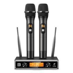 TONOR Wireless Microphone System, Professional Metal Cordless Karaoke Microphones, Handheld Dynamic Mic Set with Receiver for Party, Meeting, KTV, Church, DJ, Wedding, Singing, 200ft, TW820 Black
