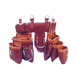Daisy Leather Enterprises Daisy Leather Tool Belt PRO DL-101 (25 Pockets) Oil Tanned Premium Heavy Duty Tool Belt, Tool Holder for Carpenter, Construction, Framers, Handyman, & Electrician Tool Belt, XL Cherry, Black