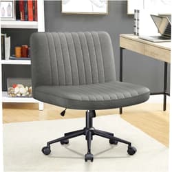 SKOK Criss Cross Chair with Wheels and arms, Adjustable Cross-Legged Office Chair for Home Office (Grey)