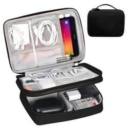 FYY Travel Cable Organizer Pouch Electronic Accessories Carry Case Portable Waterproof Double Layers All-in-One Storage Bag for Cord, Charger, Phone, Hard Drive, Black
