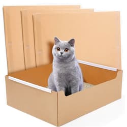 Ondware 4 PCS Disposable Litter Boxes for Cats, Foldable Cardboard Cat Litter Box, Portable Waterproof Travel Litter Box for Cats（16.7x12.8x5.3 Inch）