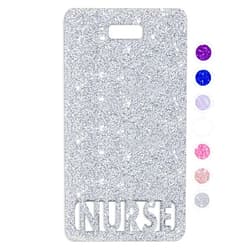 ENGRAVIFY Nurse Badge Buddy Vertical Cute Badge Buddies for Nurses Colorful and Glitter Acrylic Nurse Tag Perfect Size for Standard Nursing ID (Silver Glitter)